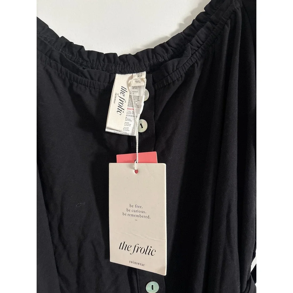 ASOS The Frolic Black Puff Sleeve Wide Leg Button Down Jumpsuit NWT Size 12 - Picture 7 of 10